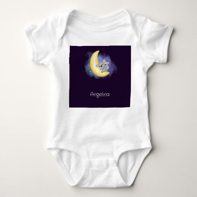 Cute Koalas On The Moon Baby Bodysuit (Front)