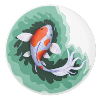 Cute Koi Fish Art Ceramic Knob