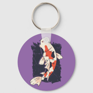 Cute Koi Fish with Red White Black Colours Key Ring