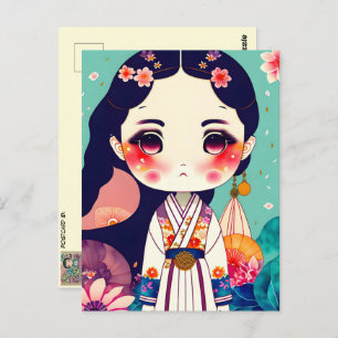 Cute Kokeshi Doll, Postcrossing Postcard