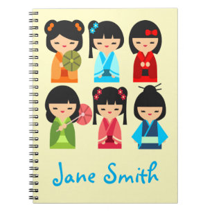 Cute Kokeshi Japanese dolls Notebook