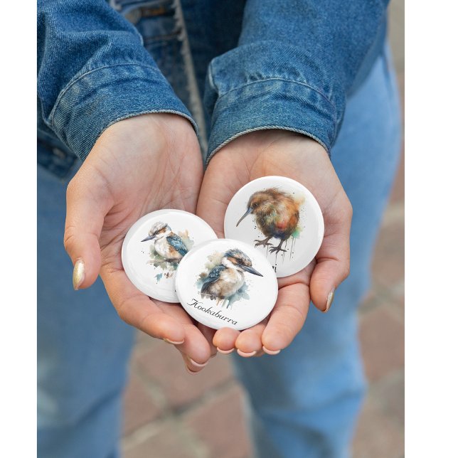 Cute Kookaburra on a Branch , custom 3 Cm Round Badge (Creator Uploaded)