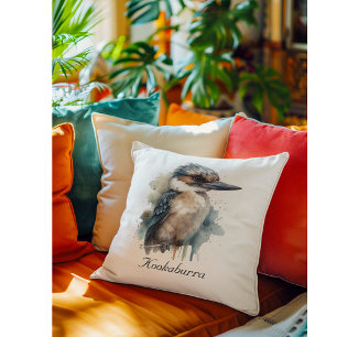 Cute Kookaburra on a Branch , custom Cushion