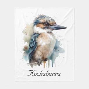 Cute Kookaburra on a Branch , custom Fleece Blanket
