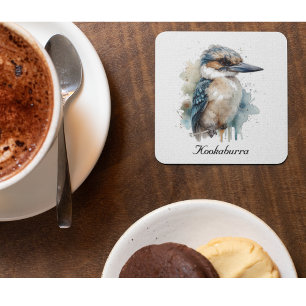 Cute Kookaburra on a Branch, custom Glass Coaster