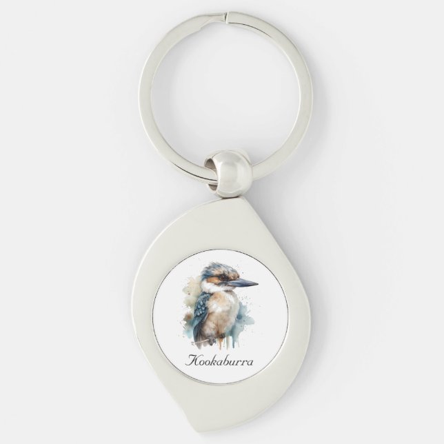 Cute Kookaburra on a Branch , custom Key Ring (Front)