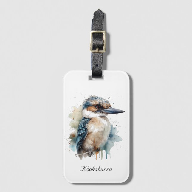 Cute Kookaburra on a Branch , custom Luggage Tag (Front Vertical)