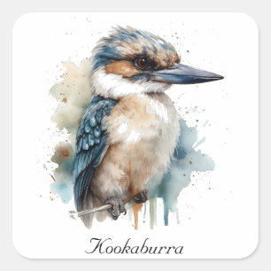 Cute Kookaburra on a Branch, custom Square Sticker