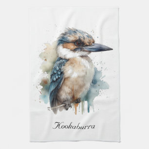 Cute Kookaburra on a Branch , custom Tea Towel