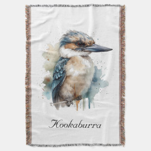 Cute Kookaburra on a Branch , custom Throw Blanket