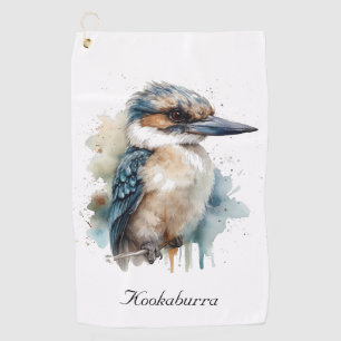 Cute Kookaburra on a branch customisable Golf Towel