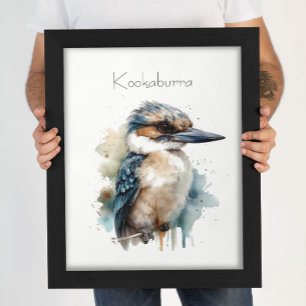 Cute Kookaburra on a branch customisable Poster
