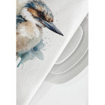 Cute Kookaburra on a branch customisable Tea Towel<br><div class="desc">watercolor painting of a cute australian kingfisher kookaburra sitting on a branch</div>
