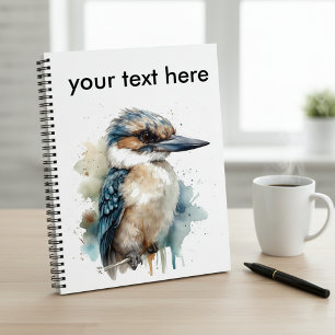 Cute Kookaburra on a branch painted in water colou Notebook