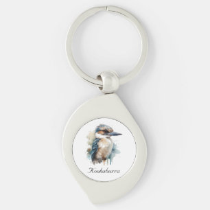 Cute Kookaburra on a branch painted in watercolor Key Ring