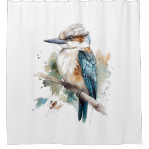 Cute Kookaburra on a branch painted in watercolor Shower Curtain
