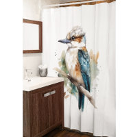 Cute Kookaburra on a branch painted in watercolor