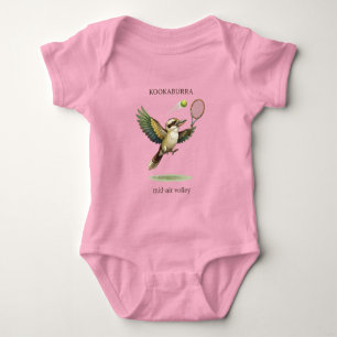 Cute Kookaburra Playing Tennis Mid-Air Volley Baby Bodysuit