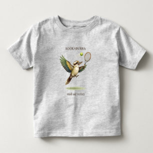 Cute Kookaburra Playing Tennis Mid-Air Volley Toddler T-Shirt