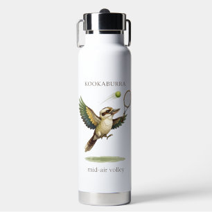 Cute Kookaburra Playing Tennis Mid-Air Volley  Water Bottle