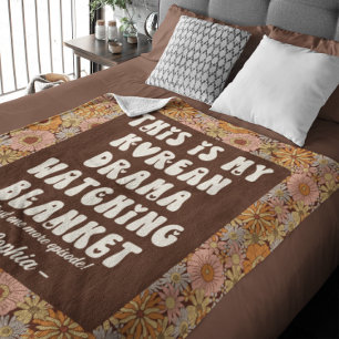 Cute Korean Drama Watching Groovy Floral Fleece Blanket