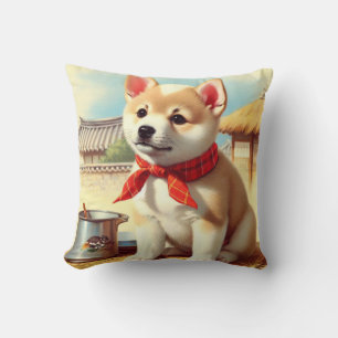 Cute Korean Jindo Dog Painting Cushion