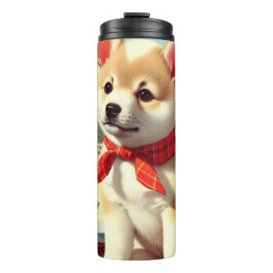 Cute Korean Jindo Dog Painting Thermal Tumbler