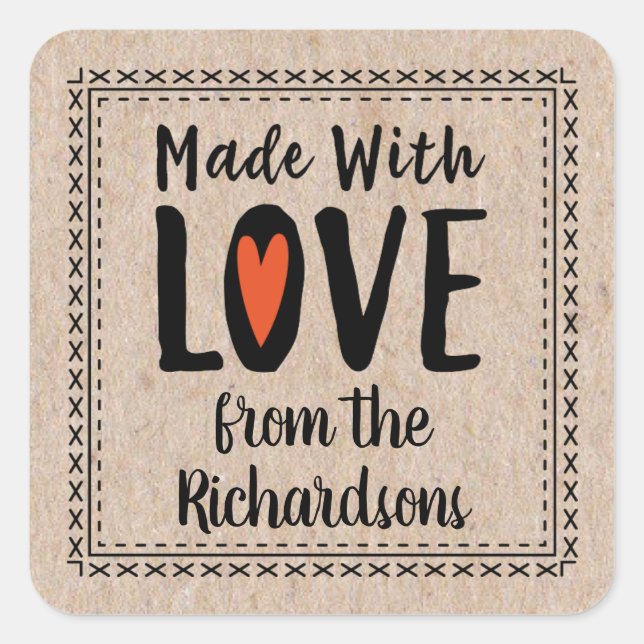 Cute Kraft Paper Made With Love Baking Label (Front)