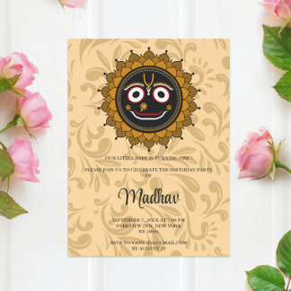 Cute Krishna card for birthday - Krishna art