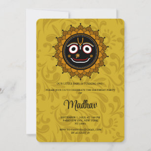 Cute Krishna card for birthday - Krishna art