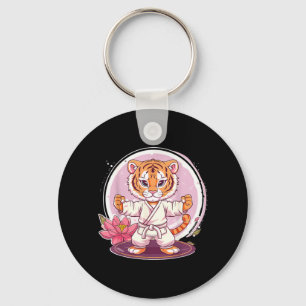 Cute Kung Fu Tiger Lotus Kickboxing Taekwondo Key Ring