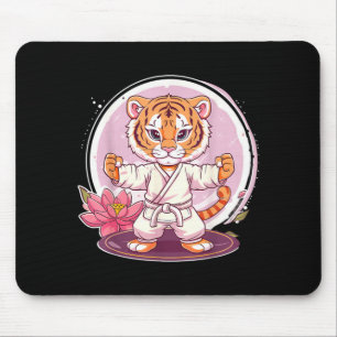 Cute Kung Fu Tiger Lotus Kickboxing Taekwondo Mouse Pad