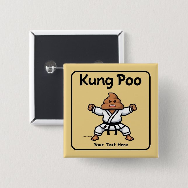 Cute Kung Poo Karate 15 Cm Square Badge (Front & Back)