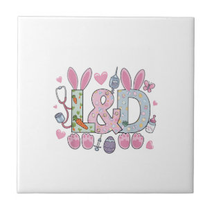 Cute L&D Labor and Delivery Nurse Easter Bunny Egg Ceramic Tile