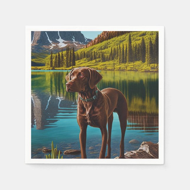 Cute Lab Dog Chocolate Labrador Retriever Animal Napkin (Front)