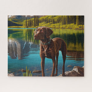 Cute Lab Dog Chocolate Labrador Retriever Jigsaw Puzzle