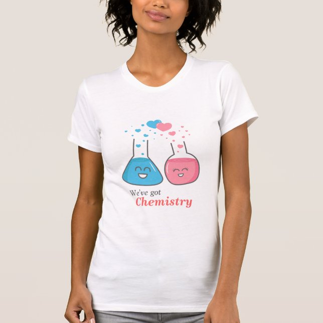 Cute Lab flasks in love, we've got chemistry T-Shirt (Front)
