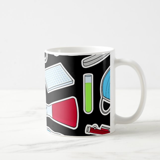 Cute Lab Pattern Black Background Coffee Mug (Right)