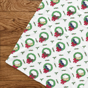Cute Lab Puppy Holiday Wreaths Pattern Fleece Blanket