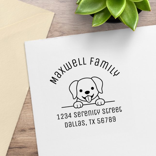Cute Lab Retriever Dog Family Arch Address 2 Rubber Stamp (Creator Uploaded)