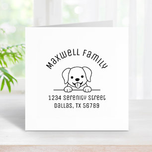 Cute Lab Retriever Dog Family Arch Address 2 Rubber Stamp