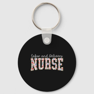 Cute Labour And Delivery Nurse Groovy Landd Nurse Key Ring