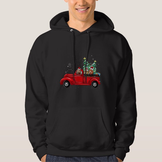 Cute Labradoodle Dog Driving Xmas Truck Christmas  Hoodie (Front)