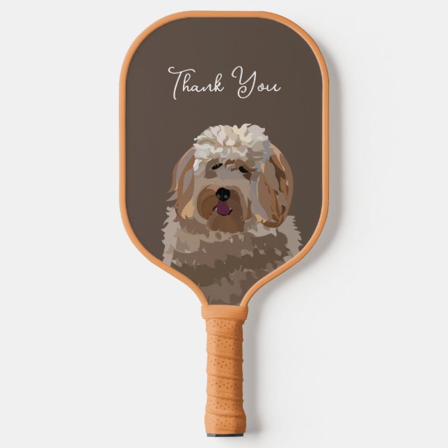 Cute Labradoodle Dog Personalised Pickleball Paddle (Front)