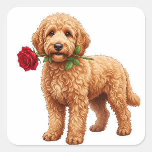 Cute Labradoodle Dog Square Sticker