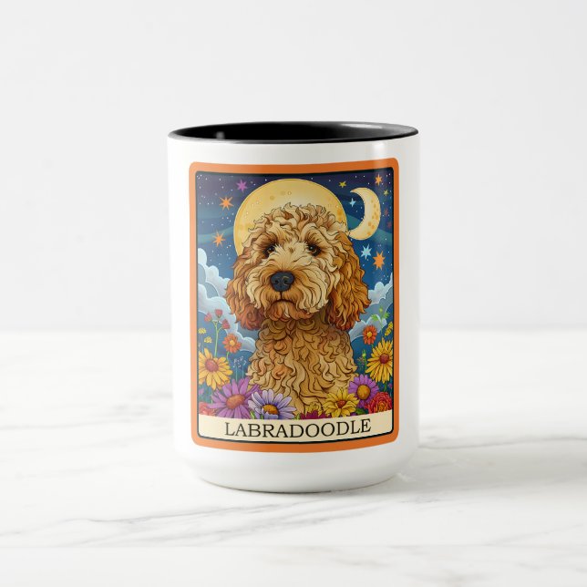 Cute Labradoodle Dog Tarot Card Mug (Center)