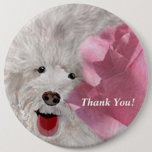 Cute Labradoodle & Rose Fun 6 Cm Round Badge (Front)