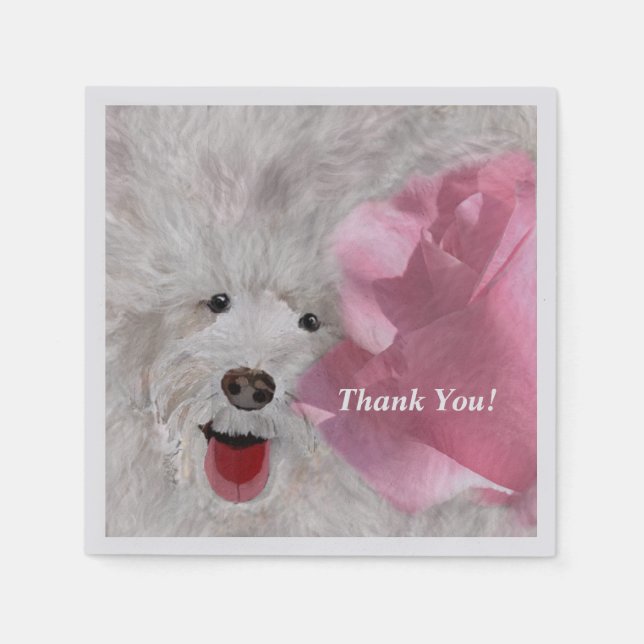 Cute Labradoodle & Rose Fun Napkin (Front)