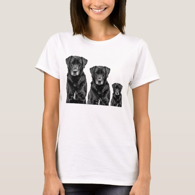 Cute Labrador Black Dog Puppy Pet Evolution T-Shirt (Front)