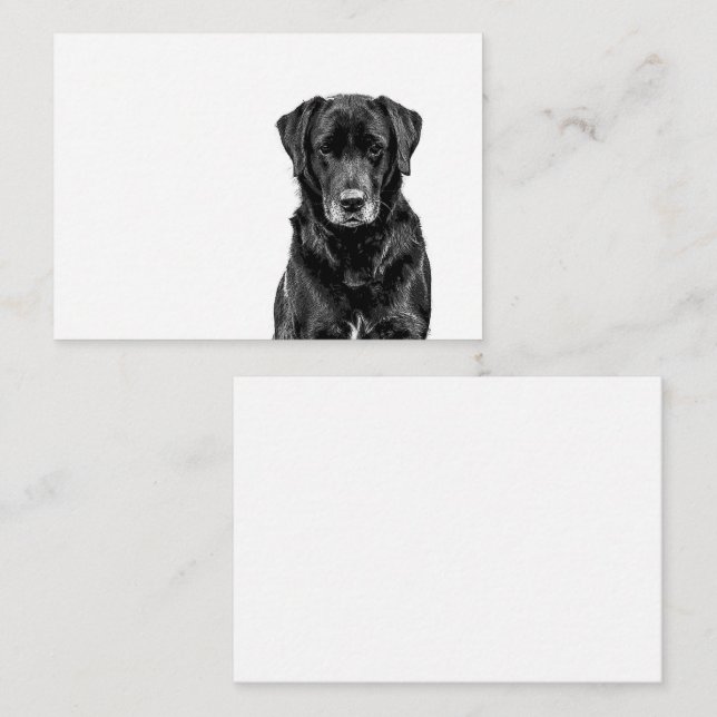 Cute Labrador Black Dog Puppy Pet Sketch Enclosure Card (Front/Back)
